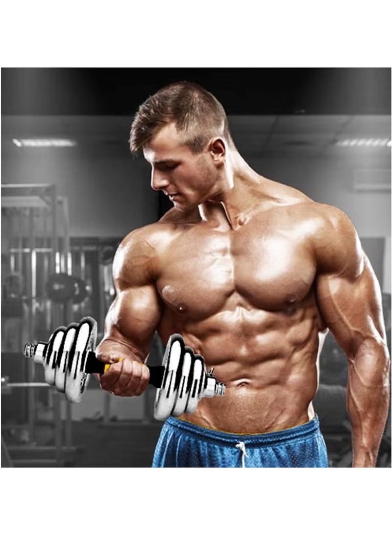 Huitich 20 KG Chrome Adjustable Dumbbell & Barbell Set with Carrying Case – 2-in-1 Weight Training Kit - Image 3