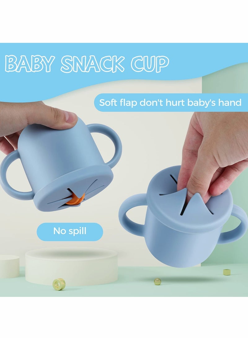 Excefore Toddler Sippy Cup with Lid, Kids Snack Container 2-in-1, Silicone Snack Catcher with Removable Scale, Kids Water Bottle with Straw 8.5 oz (Marbling) - Image 3