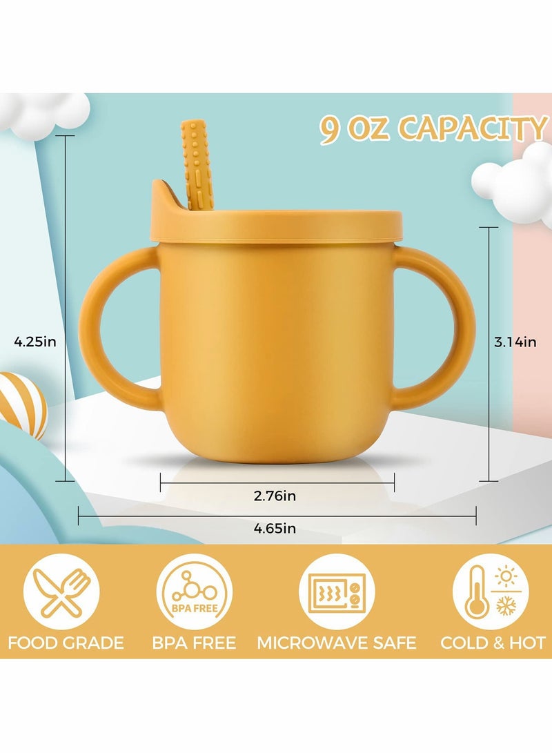 Excefore Toddler Sippy Cup with Lid, Kids Snack Container 2-in-1, Silicone Snack Catcher with Removable Scale, Kids Water Bottle with Straw 8.5 oz (Marbling) - Image 5