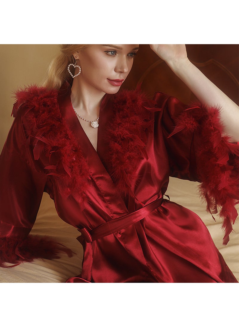 Generic - Plume Bridal Robe Feathered Bridesmaid Pajamas Champagne - Image 1