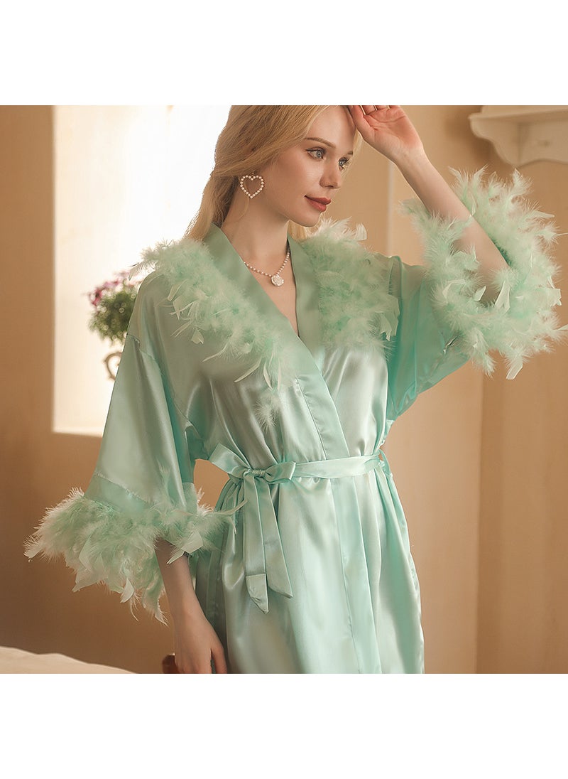 Generic - Plume Bridal Robe Feathered Bridesmaid Pajamas Champagne - Image 1
