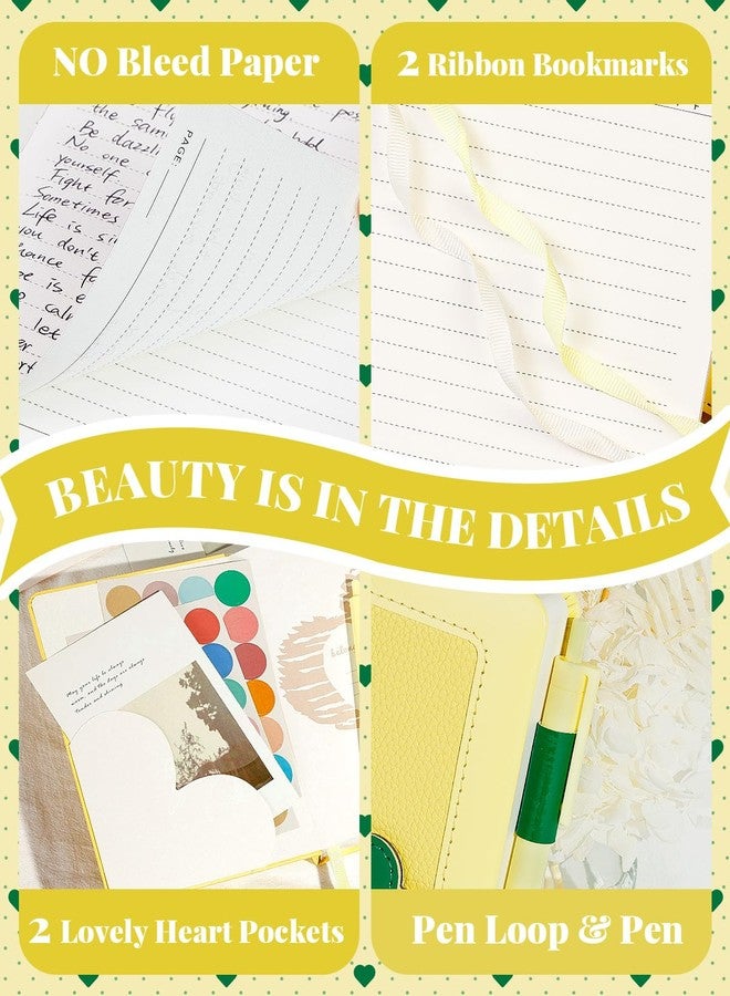 hi!SCI Journal for Women and Girls with Heart Buckle, 240 Pages Girls Diary Journal with Pen for Writing, Cute Daily Writing Journals for Women, B6 Pretty Journaling Hardcover Notebooks (Melon Yellow) - Image 3