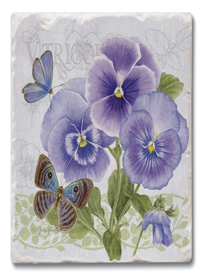 Counterart Thirstystone Purple Pansies Single Tumbled Tile Coaster 4" Square Mainufactured in The USA Create Your Own Collection - Image 1