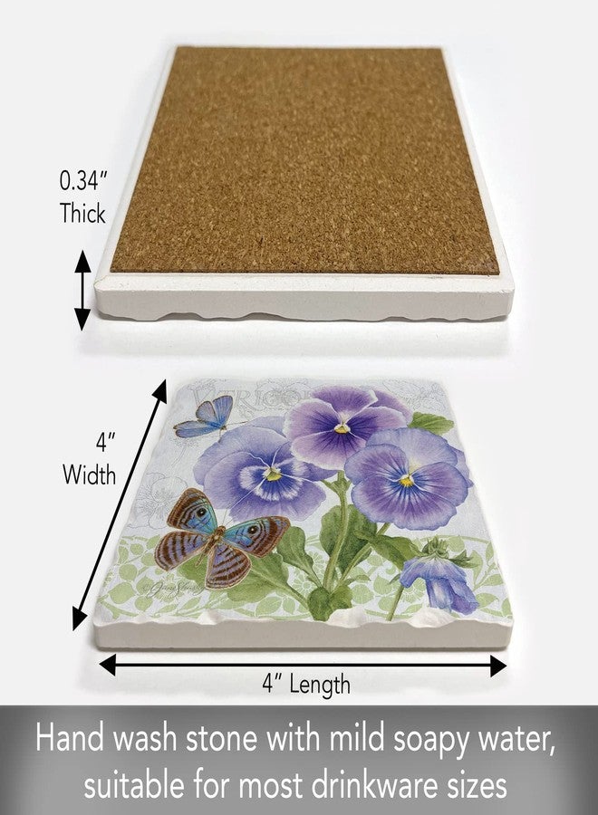 Counterart Thirstystone Purple Pansies Single Tumbled Tile Coaster 4" Square Mainufactured in The USA Create Your Own Collection - Image 4