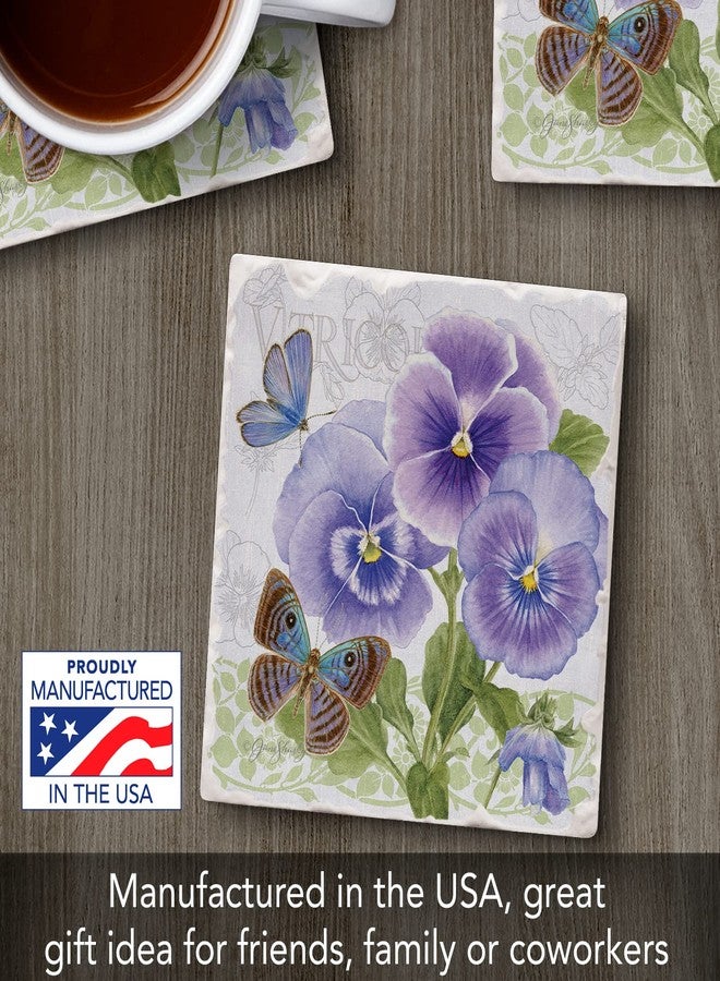 Counterart Thirstystone Purple Pansies Single Tumbled Tile Coaster 4" Square Mainufactured in The USA Create Your Own Collection - Image 2