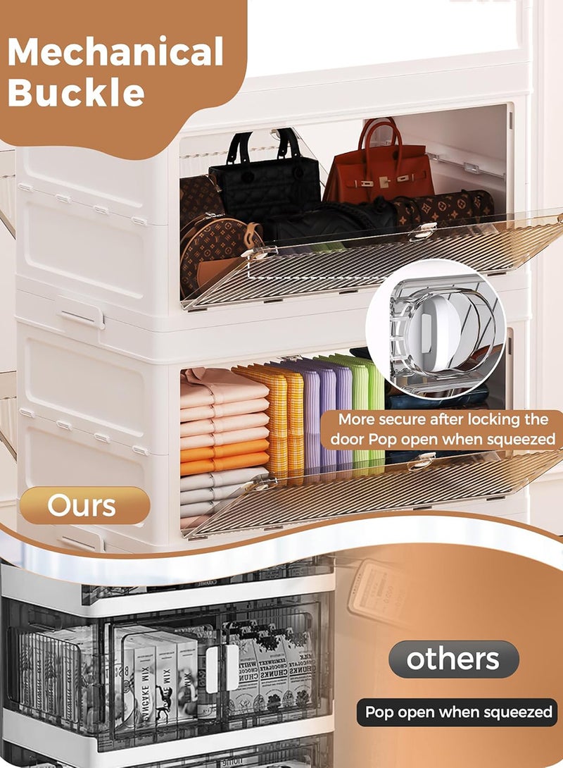 EzzySo Stackable Plastic Storage Bins with Lids and Wheels for Collapsible Folding Multi-Purpose Containers for Home and Office - Image 5