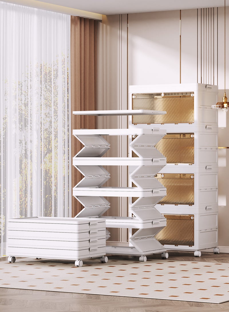 EzzySo Stackable Plastic Storage Bins with Lids and Wheels for Collapsible Folding Multi-Purpose Containers for Home and Office - Image 1