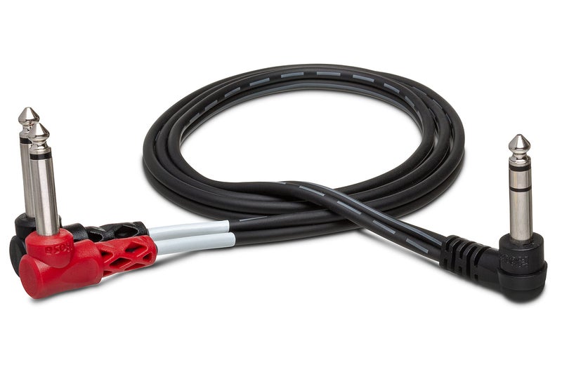 Hosa STP-201RR Insert Cable, Right-angle 1/4 Inch TRS to Dual Right-angle 1/4 Inch TS, 3.3 Feet