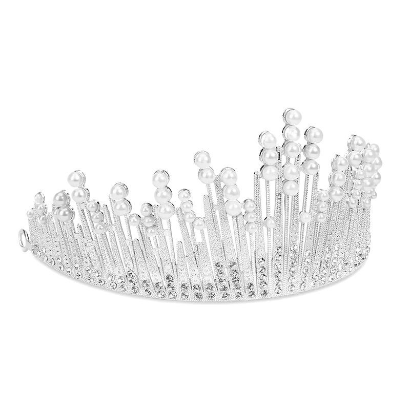PEORA Cubic Zirconia & Pearl Studded Princess Tiara Crown for Girls & Women Birthday Gift Hair Accessories - Image 4