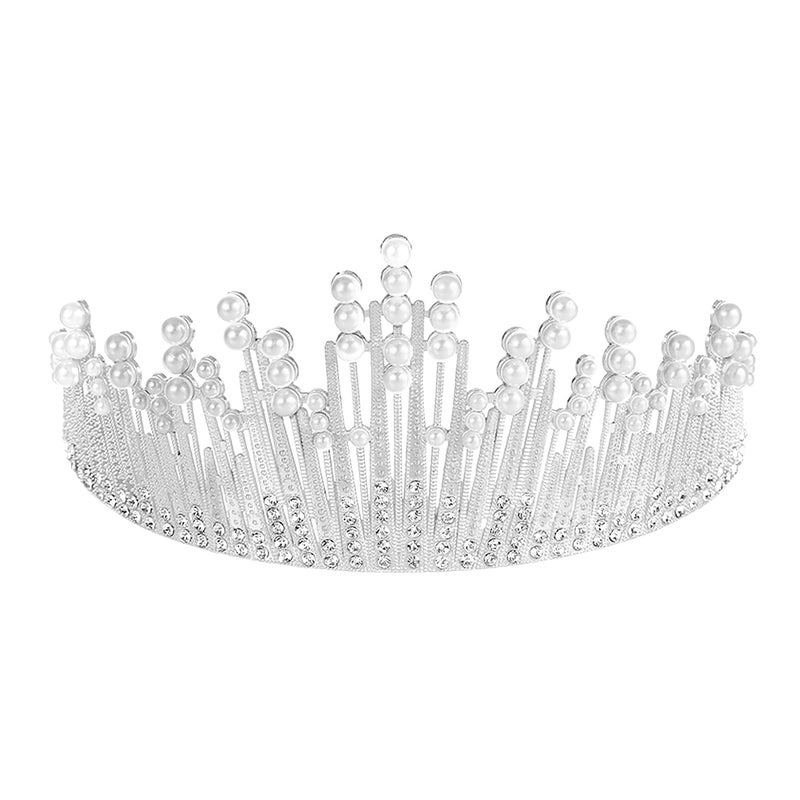 PEORA Cubic Zirconia & Pearl Studded Princess Tiara Crown for Girls & Women Birthday Gift Hair Accessories - Image 1