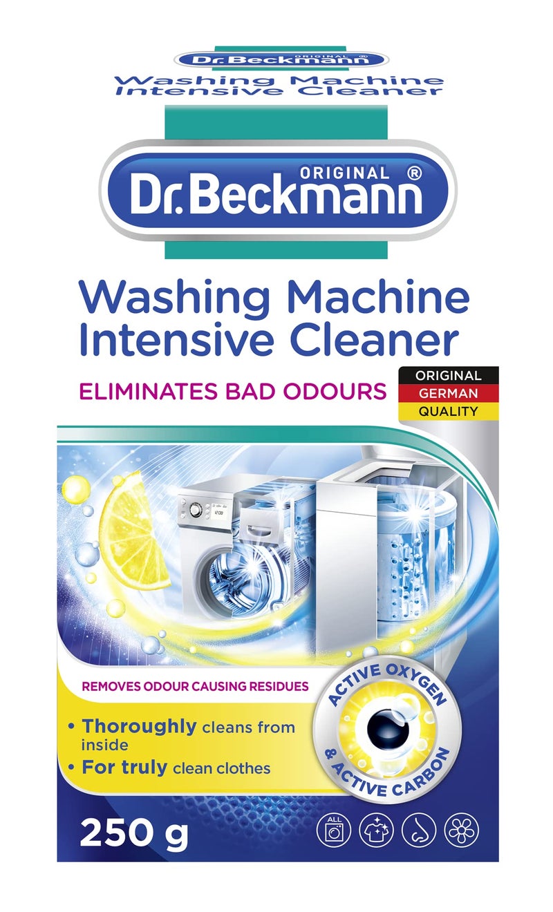 Dr. Beckmann Washing Machine Hygiene Cleaner, 250g | Washing Machine Cleaner Powder with Activated Carbon | Removes Unpleasant Odours + 99% Of Bacteria And Fungi - Image 1