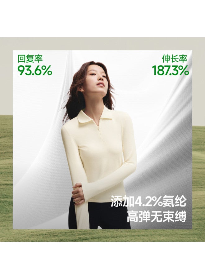 Beneunder New Half-Zip Polo Collar Base Layer Shirt For Women, Slim Fit, Versatile, Simple And Stylish, Soft And Skin-Friendly - Image 5