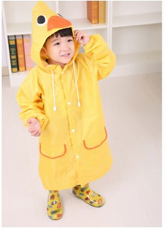 Y&D Children's raincoats, Cartoon Kids Rain Jacket, Blue CarGirls Hooded Poncho Outdoors Transparent Raincoat Student Suit Waterproof Durable Windbreaker (Yellow Duckling)  - Image 1