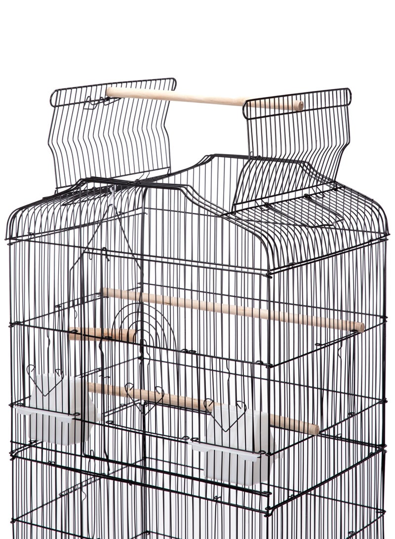 Egardenkart Egardenkart® Open Play Top Bird cage with Rolling Stand for Cockatiel Sun Conure Parakeet (Black) - Image 2