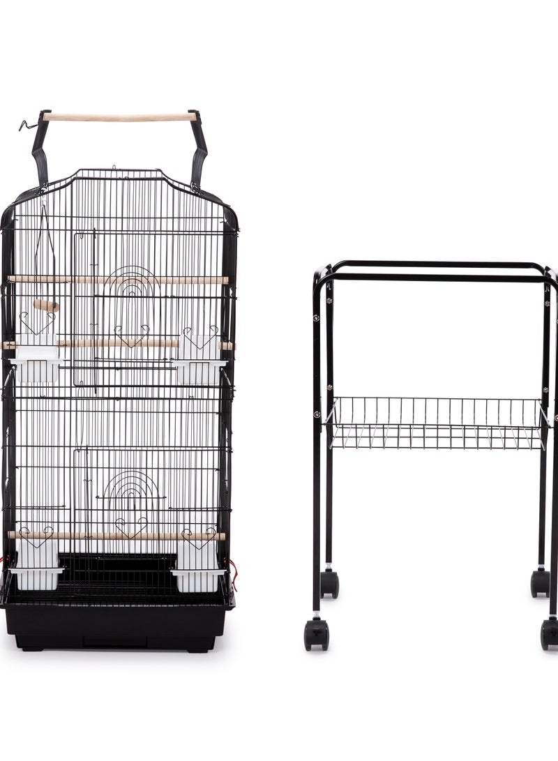 Egardenkart Egardenkart® Open Play Top Bird cage with Rolling Stand for Cockatiel Sun Conure Parakeet (Black) - Image 4