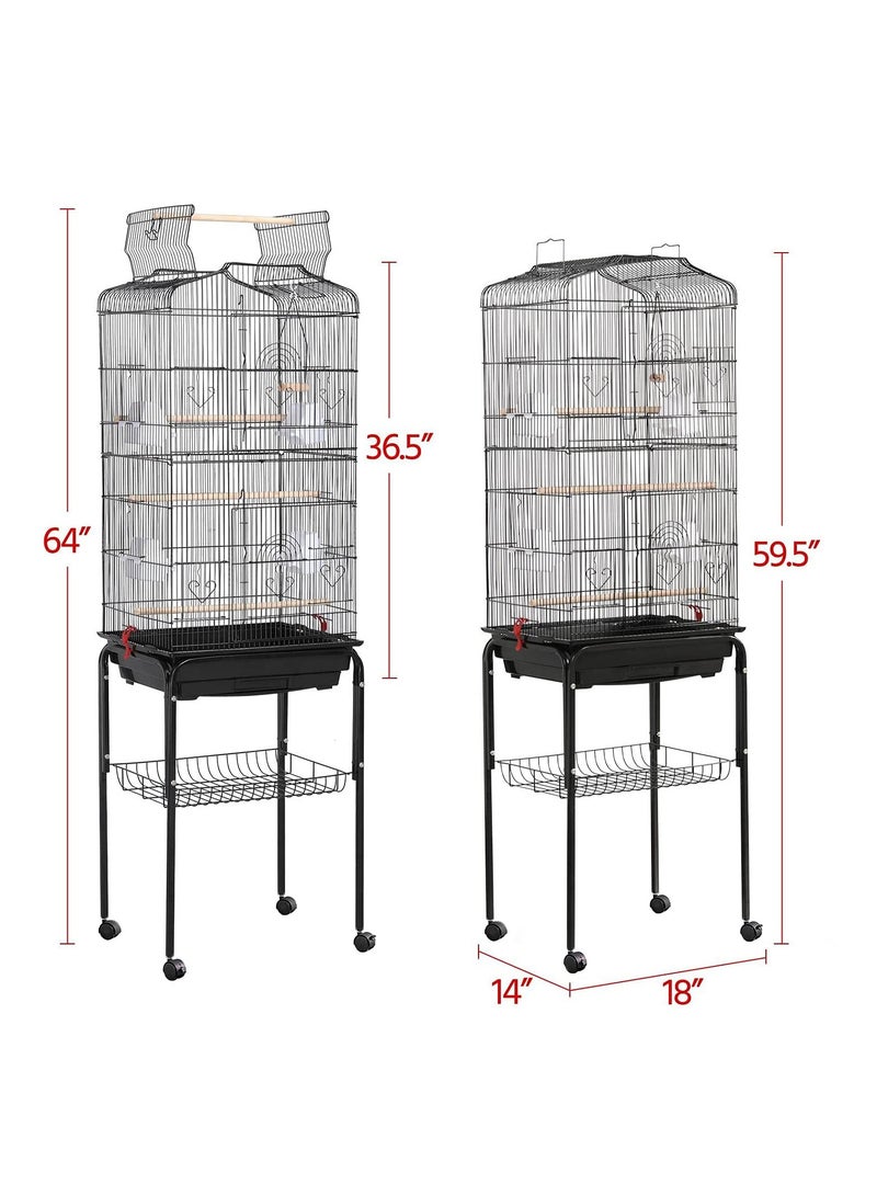 Egardenkart Egardenkart® Open Play Top Bird cage with Rolling Stand for Cockatiel Sun Conure Parakeet (Black) - Image 5