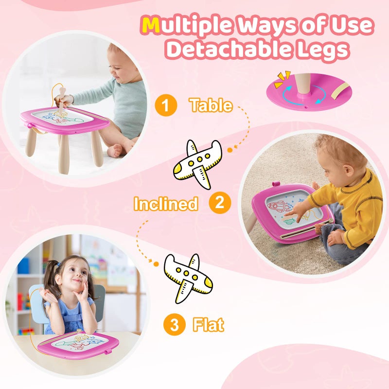 Kikidex Toddler Toys for 1-3 Years, Sturdy Magnetic Doodle Board, Reusable, No Mess, Educational Learning Toys for Kids' Birthday (Rose) - Image 4