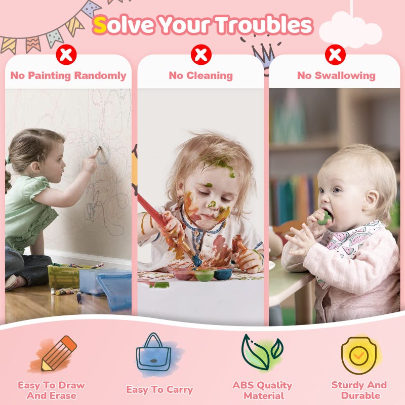 Kikidex Toddler Toys for 1-3 Years, Sturdy Magnetic Doodle Board, Reusable, No Mess, Educational Learning Toys for Kids' Birthday (Rose) - Image 3