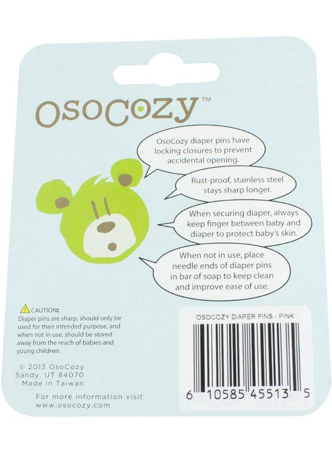 OsoCozy دبابيس حفاضات أوسوكوزي - (وردي) - دبابيس حفاضات قوية من الفولاذ المقاوم للصدأ مع أقفال أمان - تستخدم في المناسبات الخاصة، الحرف اليدوية أو دبابيس الغسيل الملونة، 8 قطع (عبوة من 1) - Image 2
