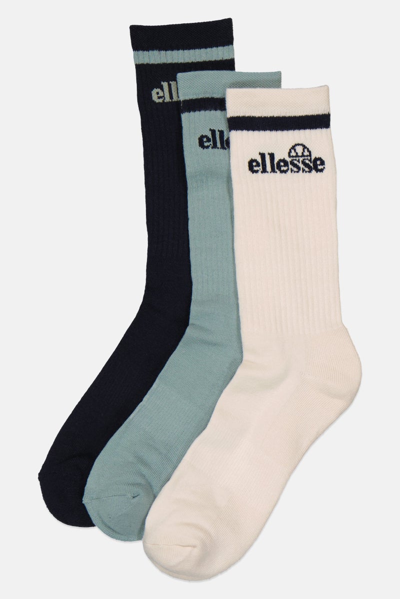Ellesse Men 3 Pairs Brand Logo Crew Socks, Multicolor - Image 1