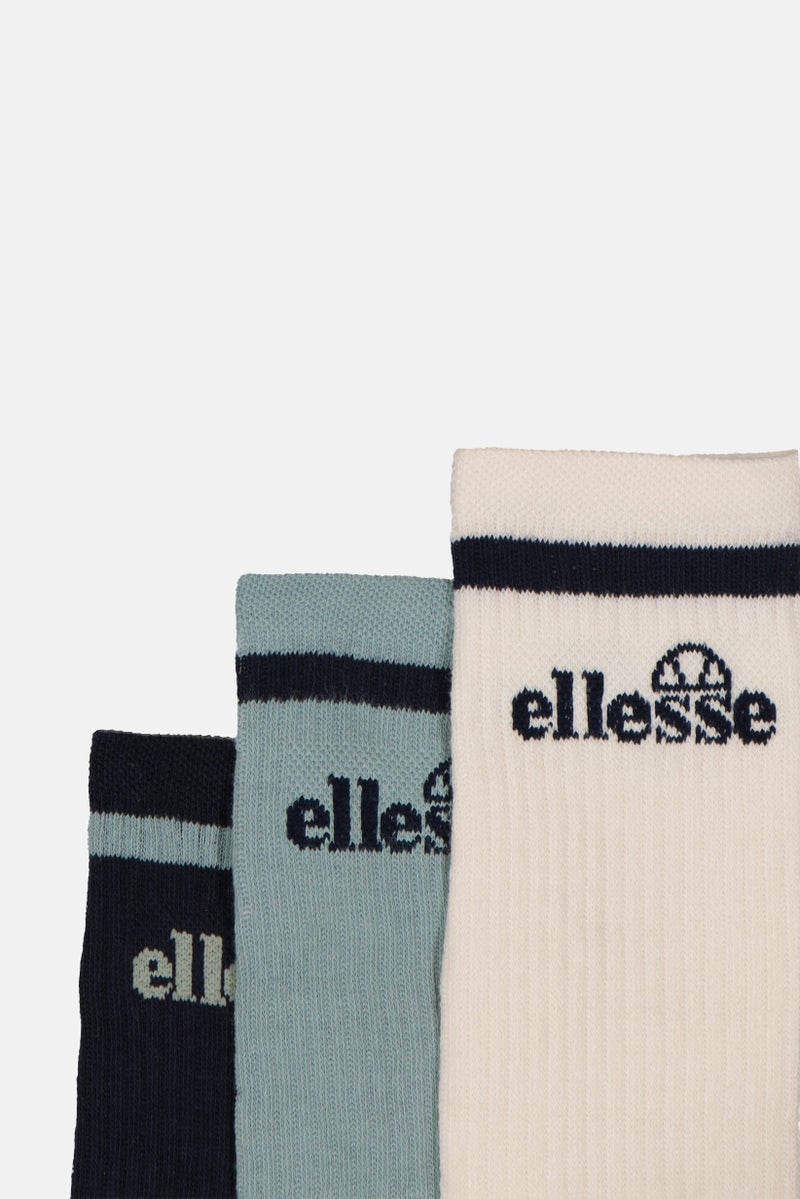Ellesse Men 3 Pairs Brand Logo Crew Socks, Multicolor - Image 2