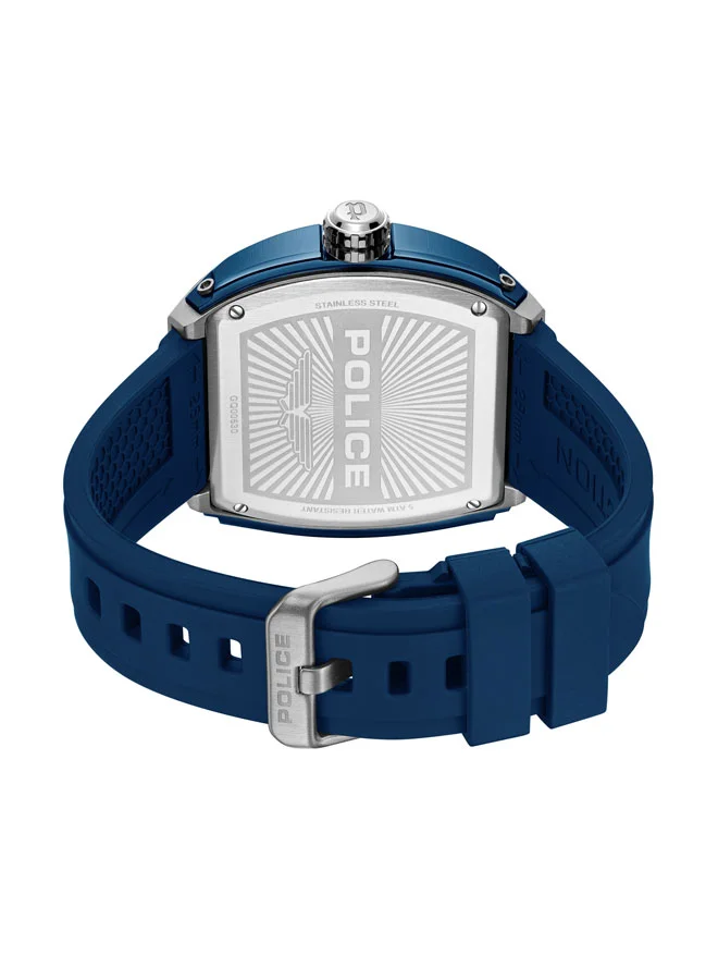 POLICE Men's Flash Men's 48mm Multifunction Watch with Blue Layered Dial, IP Blue Case & Blue Silicone Strap