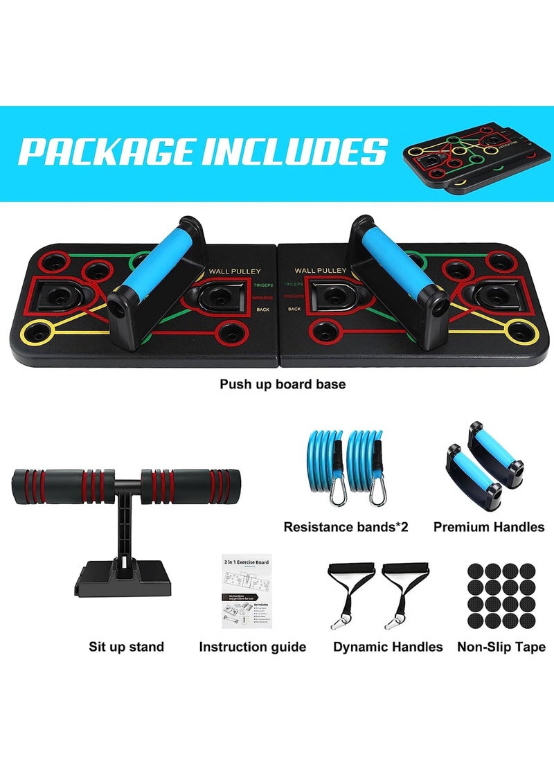 Rock Pow - Upgraded Push Up Board Multi-Functional 2 in 1 Push Up Bar with Resistance Bands, Portable Home Gym, Strength Training Equipment for Perfect Pushups, Home Fitness for Men and Women - Image 1