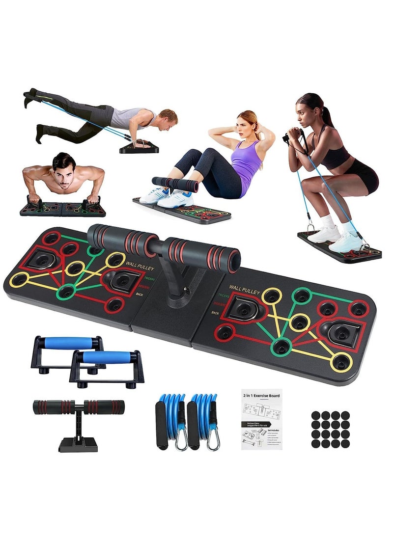 Rock Pow - Upgraded Push Up Board Multi-Functional 2 in 1 Push Up Bar with Resistance Bands, Portable Home Gym, Strength Training Equipment for Perfect Pushups, Home Fitness for Men and Women - Image 1