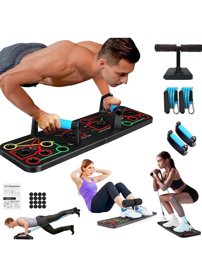 Rock Pow - Upgraded Push Up Board Multi-Functional 2 in 1 Push Up Bar with Resistance Bands, Portable Home Gym, Strength Training Equipment for Perfect Pushups, Home Fitness for Men and Women - Image 1