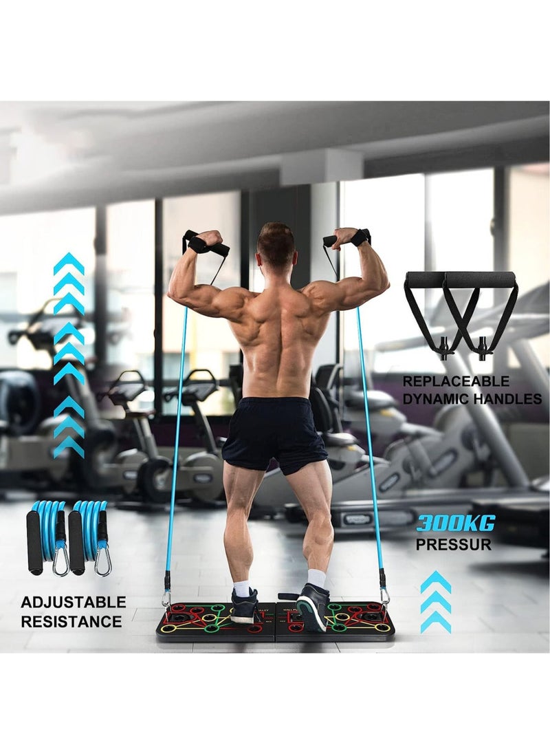 Rock Pow - Upgraded Push Up Board Multi-Functional 2 in 1 Push Up Bar with Resistance Bands, Portable Home Gym, Strength Training Equipment for Perfect Pushups, Home Fitness for Men and Women - Image 1