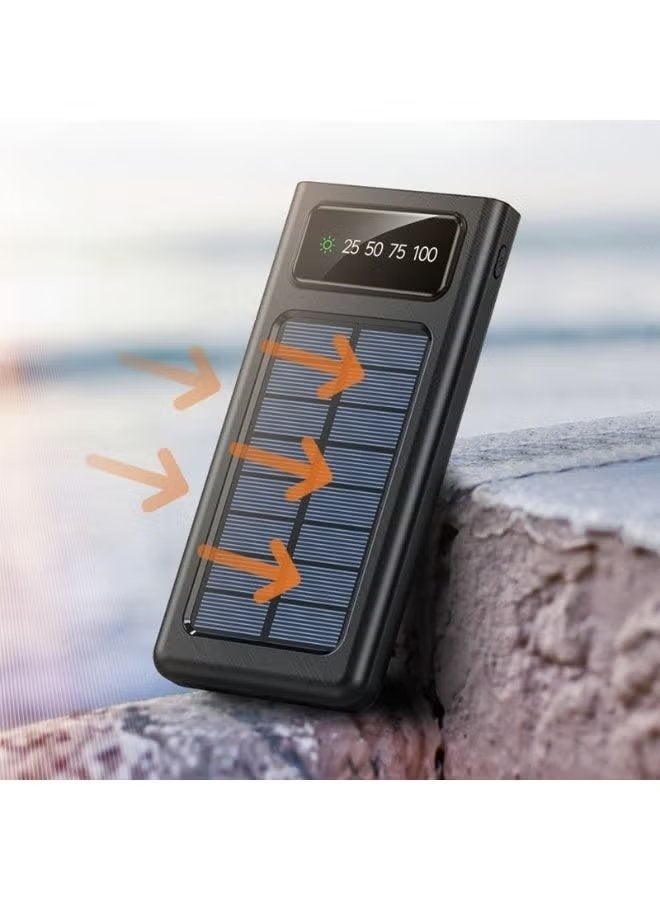 ELTRAZONE شاحن الطاقة 20000mAh بالطاقة الشمسية - بطارية خارجية محمولة عالية السعة مع مصباح LED، منفذي USB مزدوجين، دعم الشحن السريع للهواتف الذكية، والأجهزة اللوحية، وأجهزة USB - Image 2