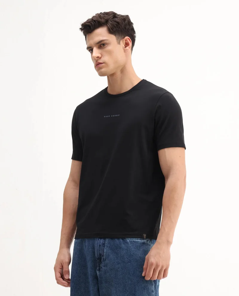 Rare Rabbit Men's Regular Fit Logo Graphic Print T-Shirt