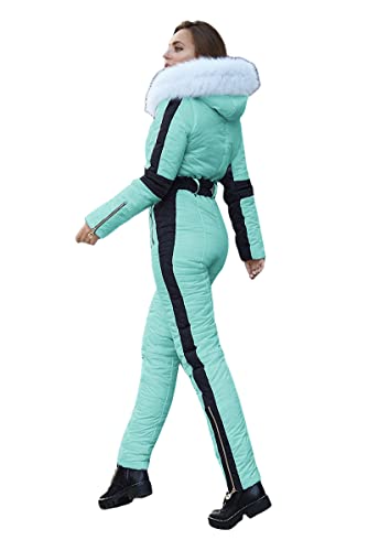 Yousify Womens Winter Onesie Ski Jumpsuits Outdoor Sports Waterproof Snowsuit Removable Faux Fur Collar Coat Jumpsuit - Image 3
