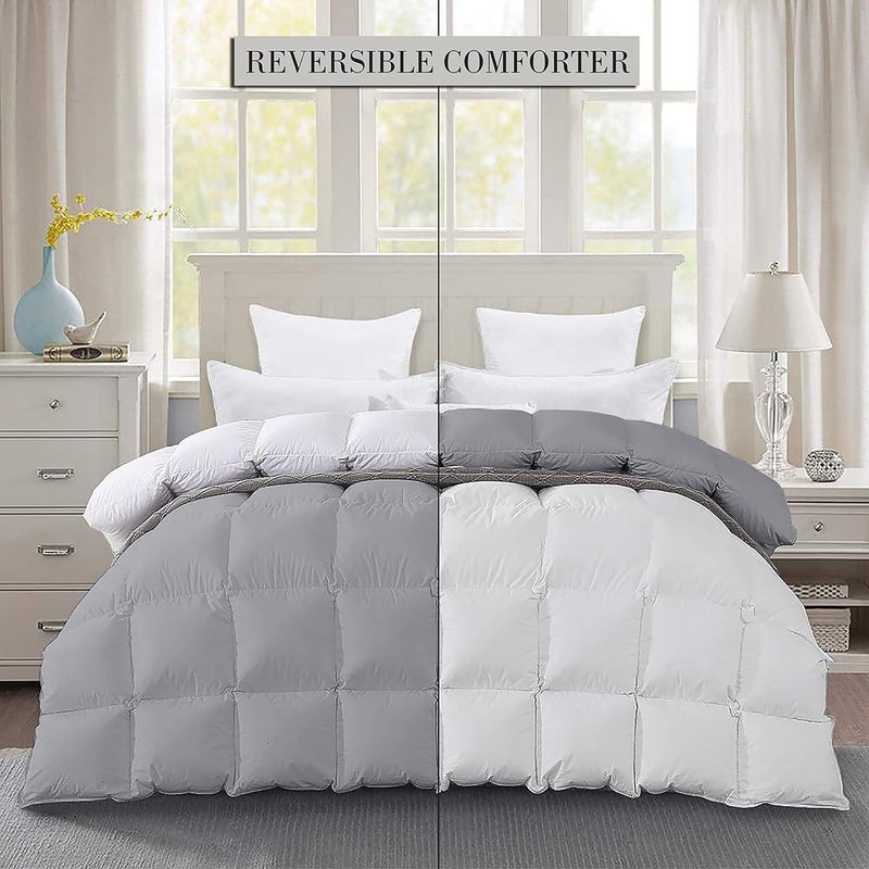 Filbert Premium 300 GSM Comforter Super Soft Fluffy Revesible Comforter 90 x 100 Inches228cm x 254cm Double Bed ComforterSilverWhite - Image 2