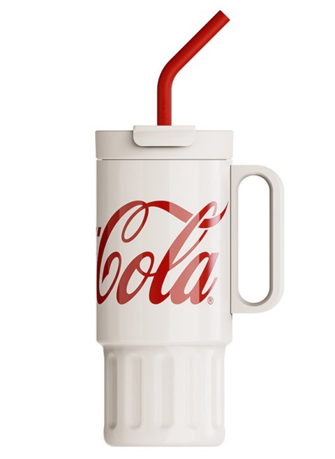 Coca-Cola Collection Super 3-Way Tumbler – Antique White | 1200ml Large Capacity | Triple-Use Hot & Cold Flask | Official Coca-Cola Licensed | BPA-Free by GERM