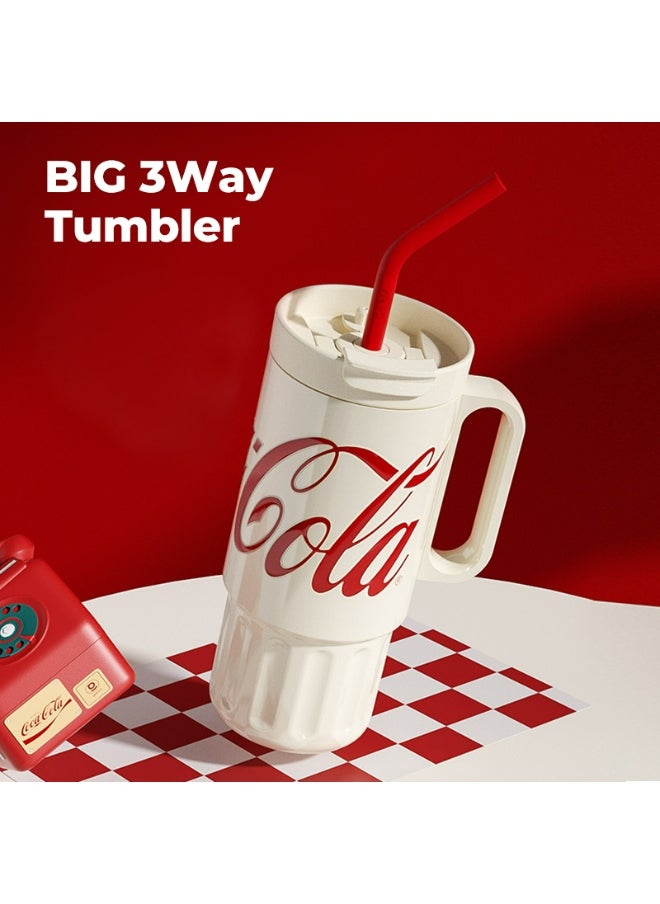 GERM - Coca-Cola Collection Super 3-Way Tumbler – Antique White | 1200ml Large Capacity | Triple-Use Hot & Cold Flask | Official Coca-Cola Licensed | BPA-Free by GERM - Image 1