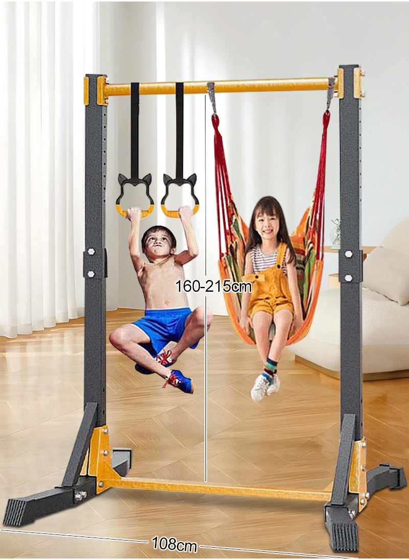 XiuWoo Gymnastics Bars Adjustable Height Gymnastic Horizontal Bars Junior Training Bar Children Folding Training Monkey Bars for Kids Home Gym Equipment with Rings Swings  - Image 2