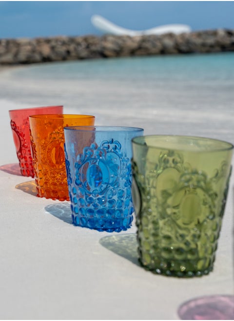 Baci Milano Acrylic Water Glasses  - Mixed Color - Unbreakable Reusable Party Camping Set of 6