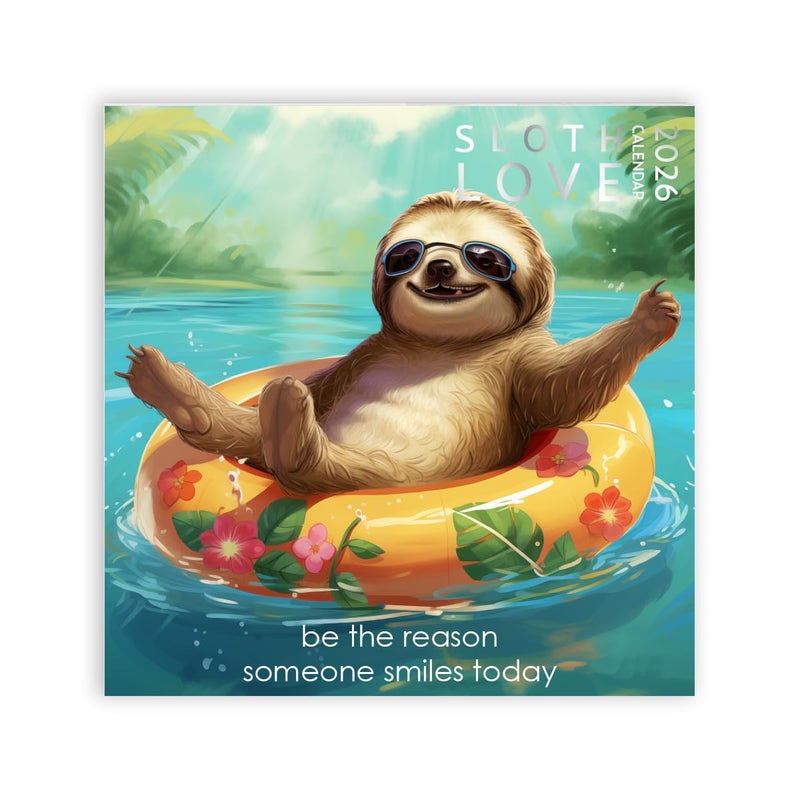 ARTICO Sloth Calendar 2026, Large 12 x 12 inch Wall Calendar, Mindfulness Wall Calendar, Inspirational Sloth Gift - Image 1