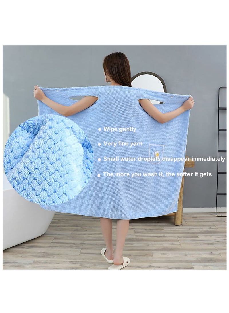 Women's Wearable Bath Towel Dress, Quick Dry Absorb Water Bathrobe, with Pocket Soft Bathroom Shower Wrap Towel  - Image 2