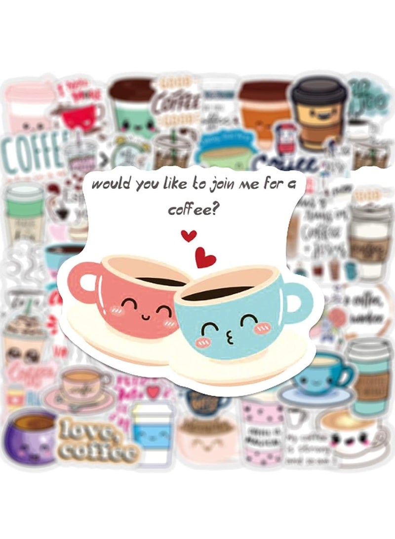 SYOSI 50 Packs Coffee Stickers Water Bottles Laptop Car Hydroflasks Phone Motorcycle Guitar Skateboard Computer Coffee Cup Vinyl Sticker Waterproof Cute Aesthetic Trendy Decals for Teens Boys Girls Adults - Image 2