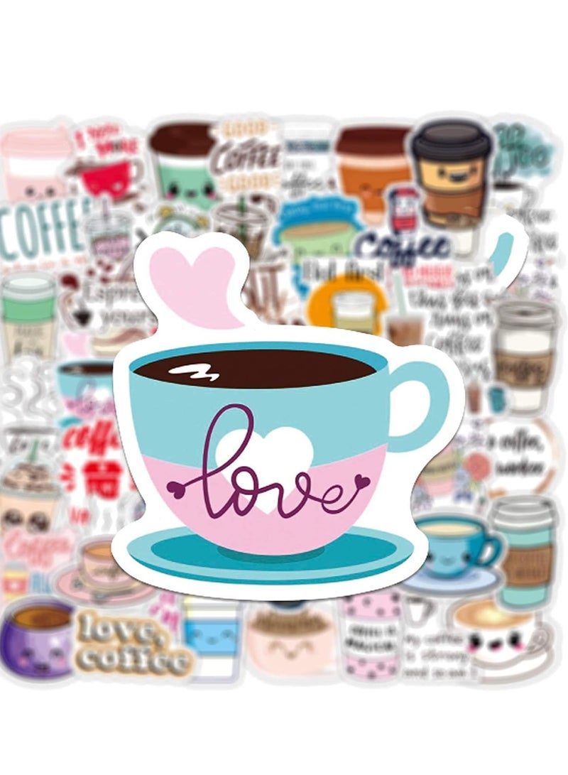 SYOSI 50 Packs Coffee Stickers Water Bottles Laptop Car Hydroflasks Phone Motorcycle Guitar Skateboard Computer Coffee Cup Vinyl Sticker Waterproof Cute Aesthetic Trendy Decals for Teens Boys Girls Adults - Image 3