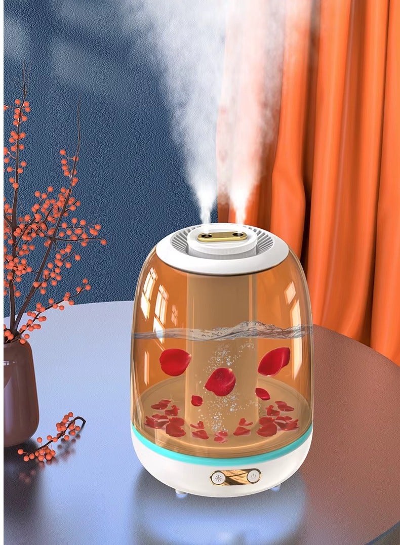 DANIM Multifunction Portable USB Humidifier Double Nozzle Ultrasonic Quiet Automatic Working 3L Transparent Tank Air Purifier with 3 Spray Modes - Image 4