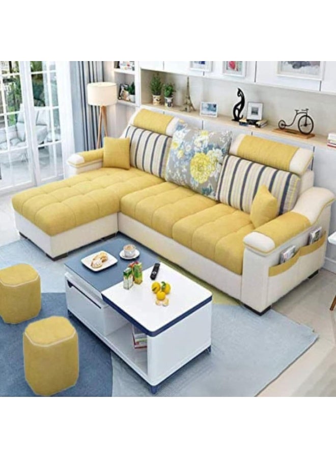 Comfynest Comfynest Luxury L-Shaped Designer Sofa – Modern Aesthetic, Premium Comfort, and Space-Saving Elegance (Yellow, Right) - Image 1