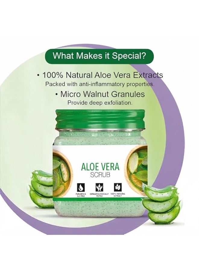 Aloe Vera Scrub For Face & Body (380 Ml) | All Skin | Cleanser Scrub For Deep Exfoliation | Dead Skin Remover| Tan Removal | Blackhead Remover - Image 5