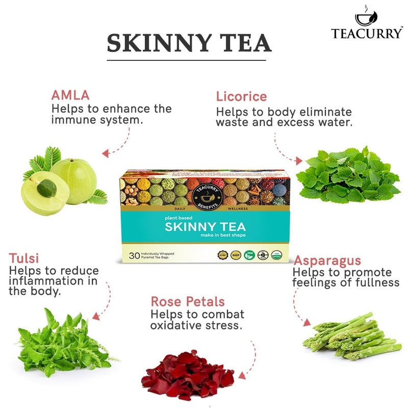 Teacurry Skinny Tea (100 Grams + Infuser) - Helps With Weight Management, Metabolism - Get Skinny Fit Slimmer Body Naturally - Image 2