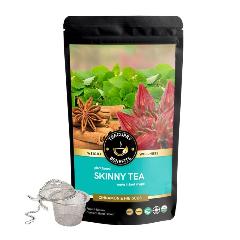 Teacurry Skinny Tea (100 Grams + Infuser) - Helps With Weight Management, Metabolism - Get Skinny Fit Slimmer Body Naturally - Image 1