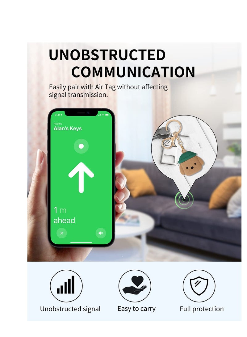 SYOSI 4 Pack Airtag Keychain Cartoon Dog for AirTag Tracker  Bear Protective AirTag Holder with Anti-Lost Keychain,Anti-Drop Scratch Airtag Holder Keychain Accessories for Kids Pets Backpacks - Image 5