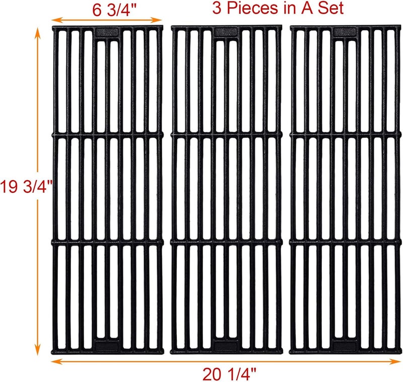 GasSaf 19 3/4 inch Grill Grid Grates Replacement for Chargriller 5050, 3001, 3008, 3030, 4000, 2121, King Griller 3008 5252, Cast Iron Grill Cooking Grid Grates(19-3/4'' x 6-3/4'' Each)(Set of 3) - Image 4