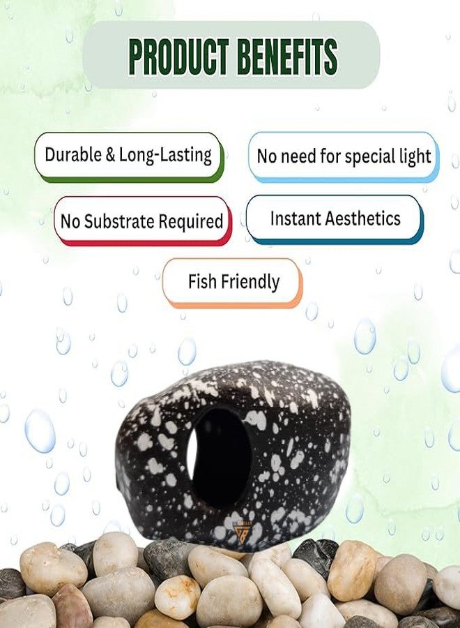 GIG BAZAAR Aquarium Stone Rock Cave, Speckled Granite Design, Hidden Space for Fish and Shrimp Shelter, Tank Decoration Ornament Accessories Pack of-2 (Black) - Image 5